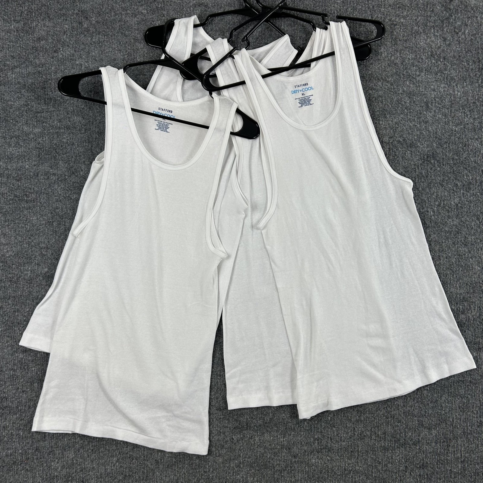 Stafford Tank Mens XL Dry+Cool Tagless Undershirt 4 Pack Ribbed White Basic gallery