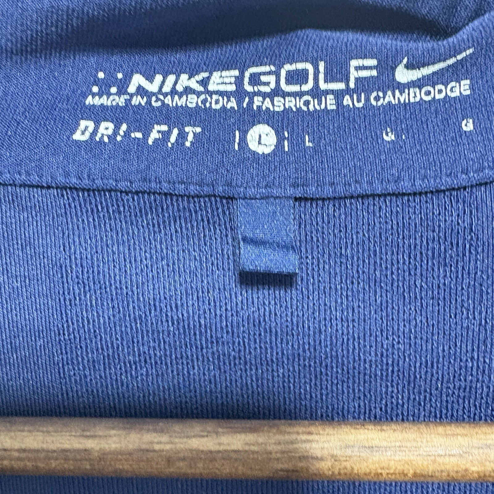 NIKE Golf Shirt Mens L Blue Dri Fit Long Sleeve 1/4 Zip Stretch Knit Activewear gallery