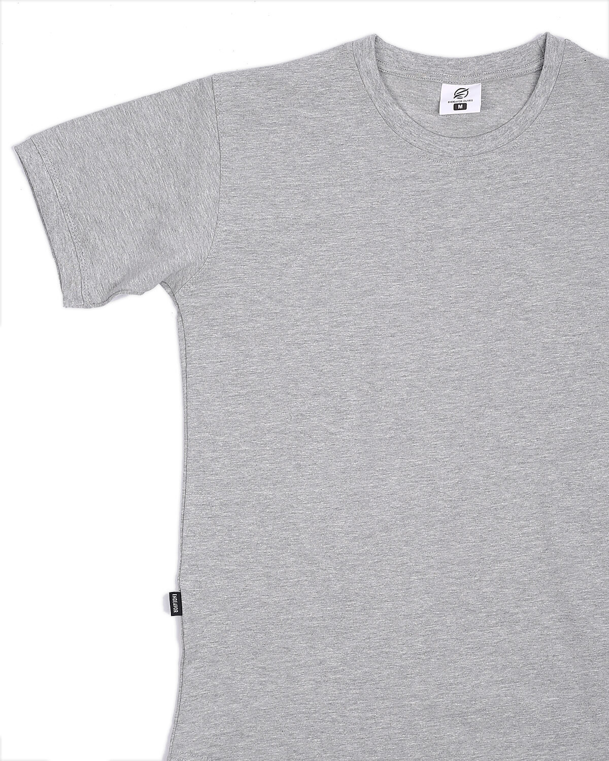 Mens Cotton Crew Neck Athletic Short Sleeve Curved Hem Plain Grey T-Shirt gallery