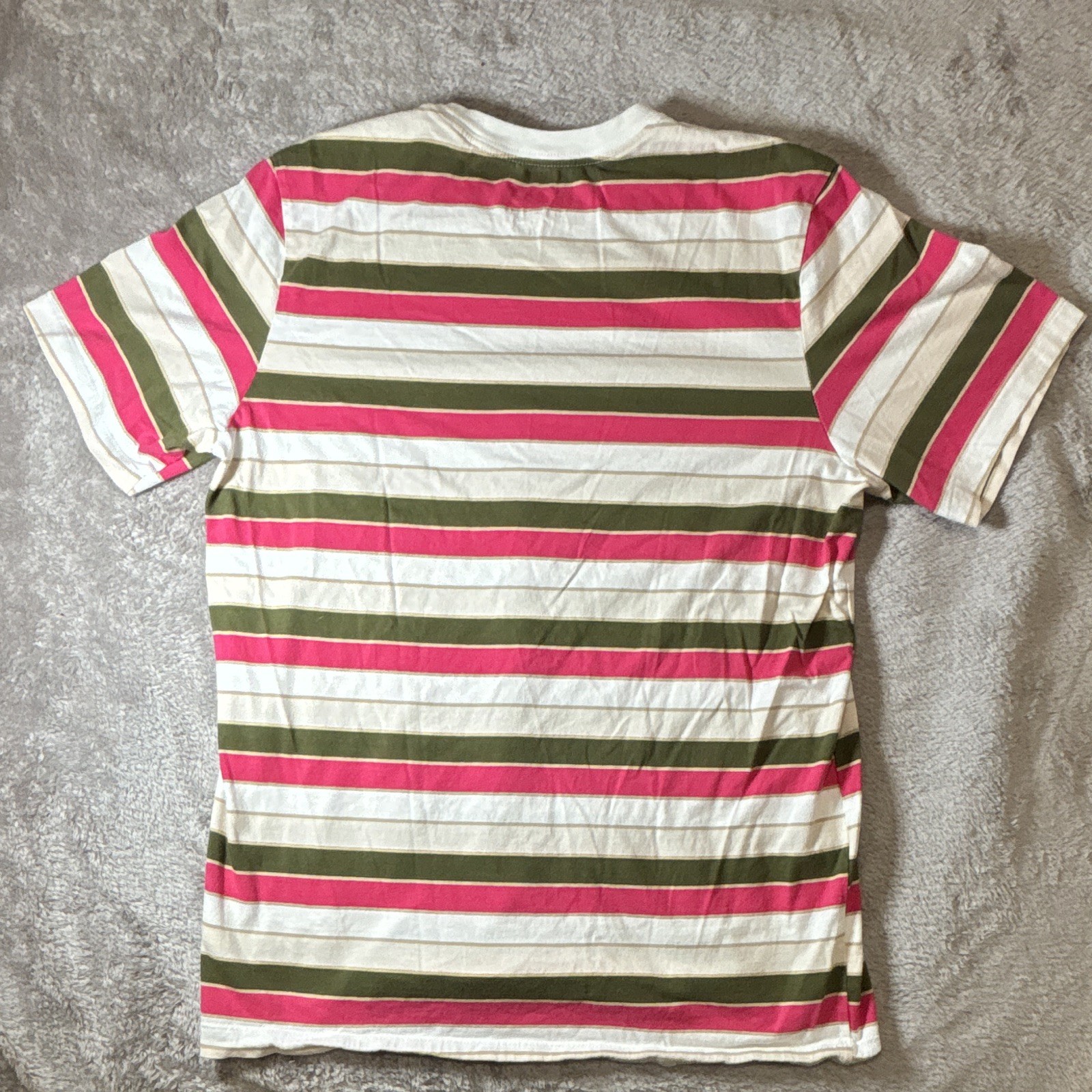Nike The Nike Tee Men's White/Green/Pink Striped Logo Crew Neck T-Shirt SS M gallery
