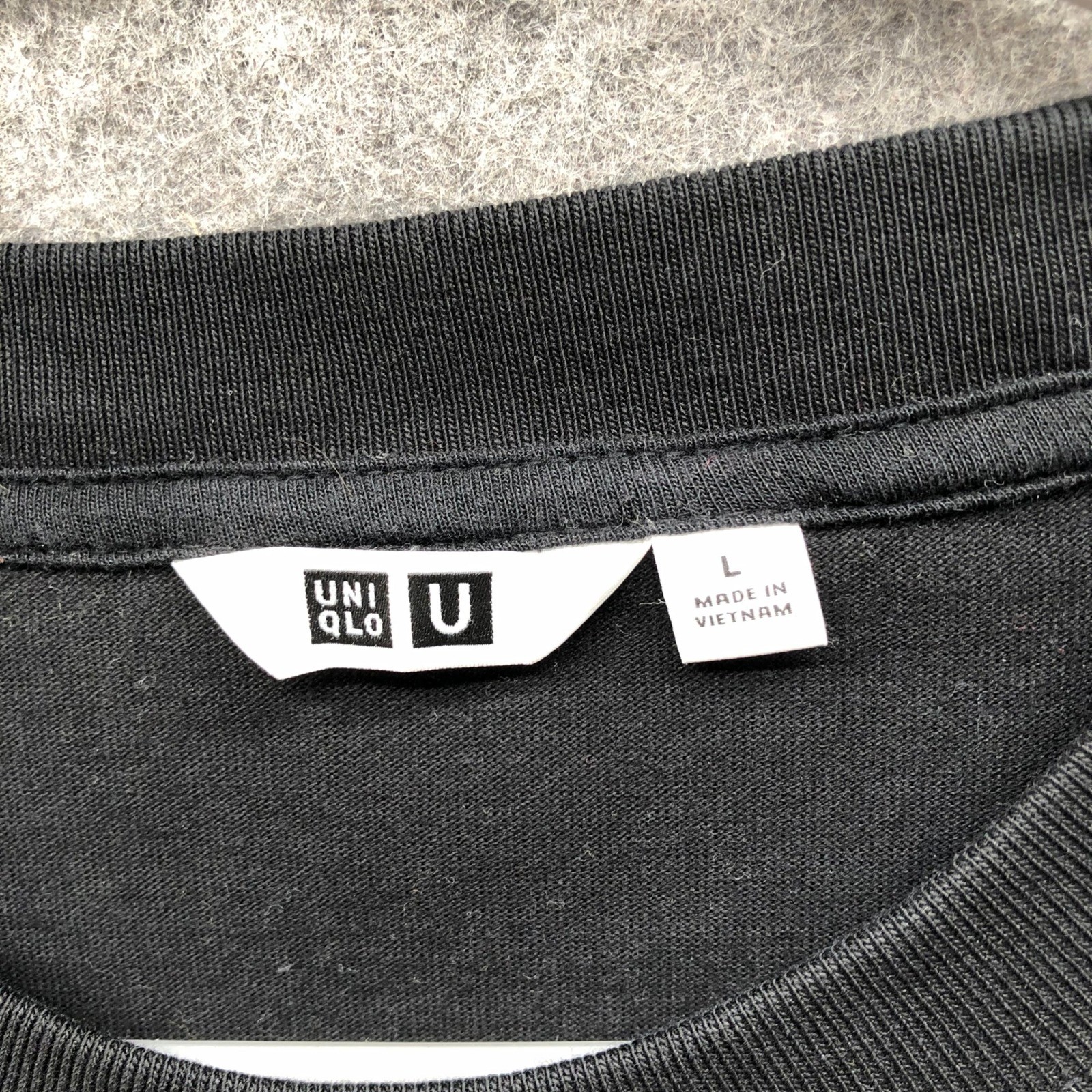 Uniqlo U Crew Neck Pocket Tee Mens Large Black Long Sleeve T-Shirt Relaxed gallery