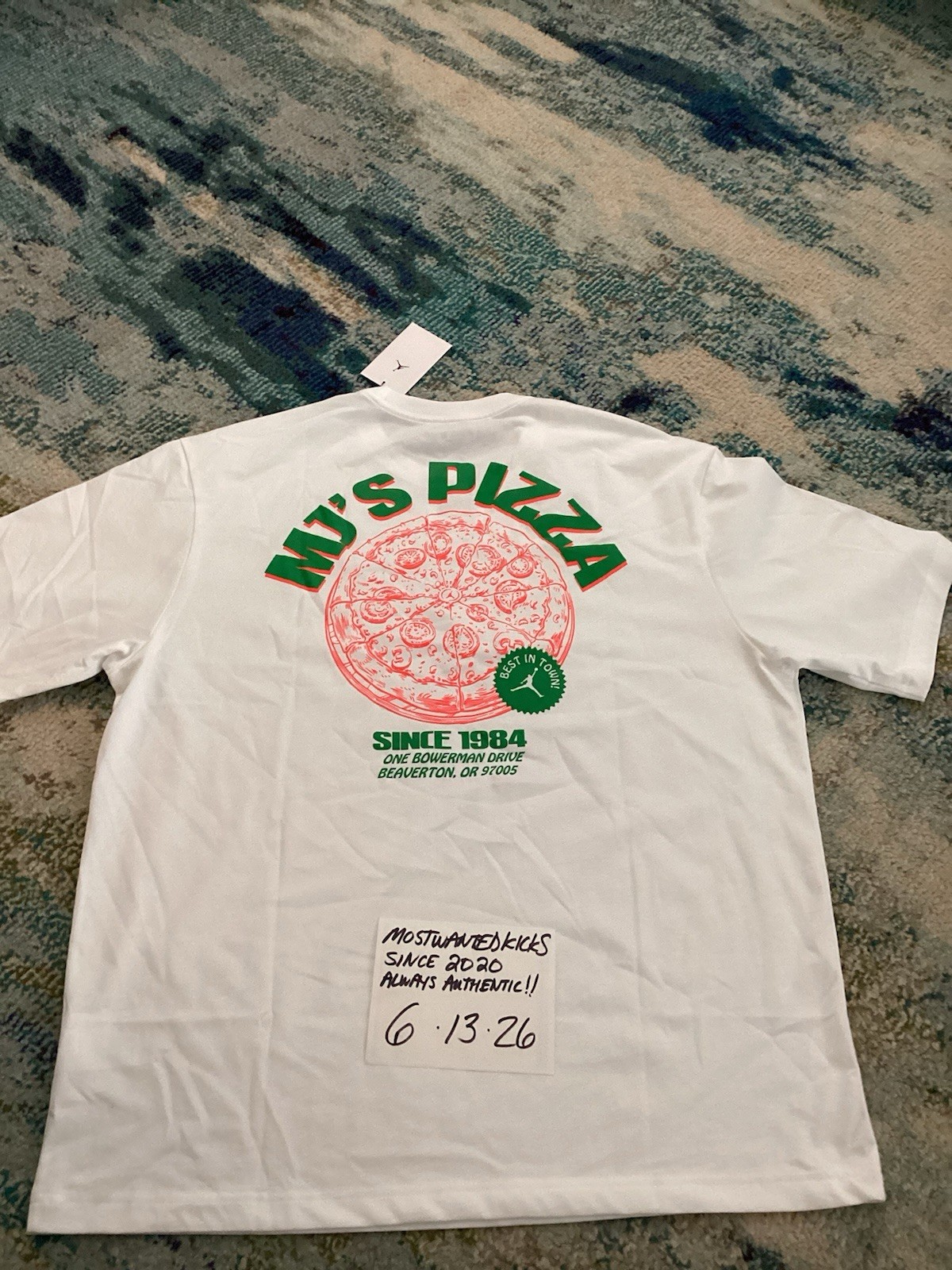 NWT Nike Air Jordan Graphic MJ’s Pizza 23 White T-Shirt Men’s Sz XL FREE SHIP gallery