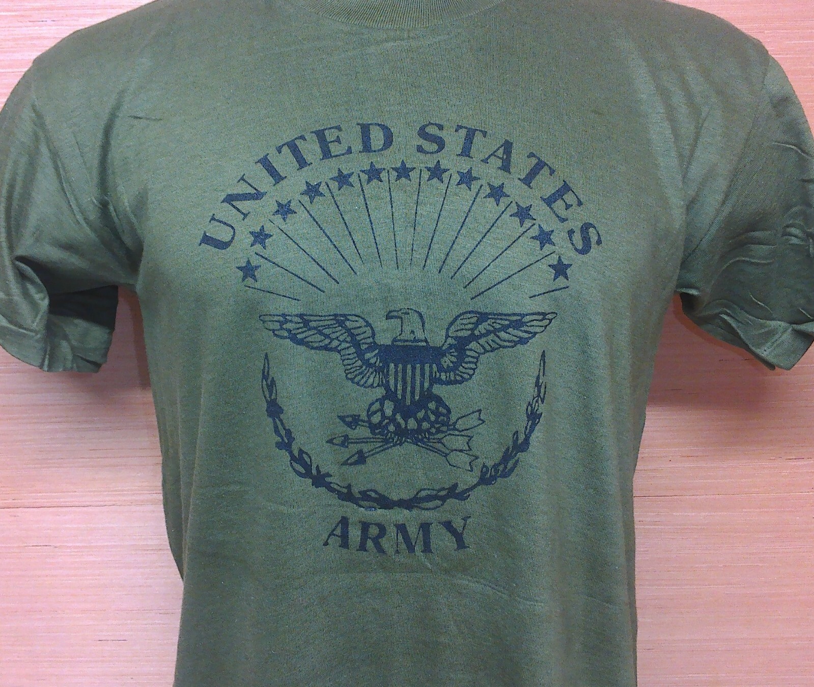 Vintage 1970's Era New Old Stock United States Army OD Green PT T-Shirt Medium gallery