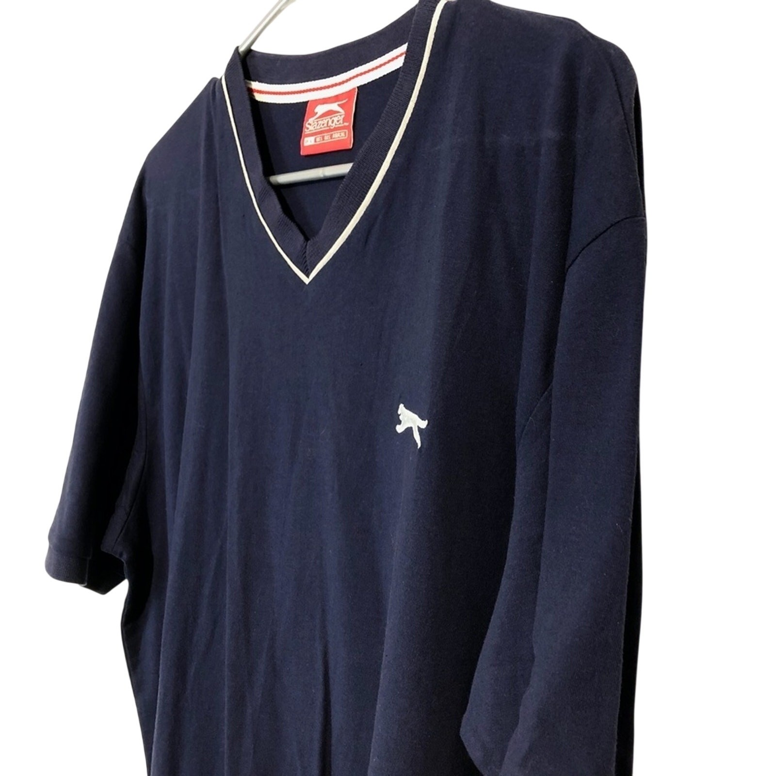 SLAZENGER Navy V-Neck Shirt Cotton Short Sleeve XL gallery