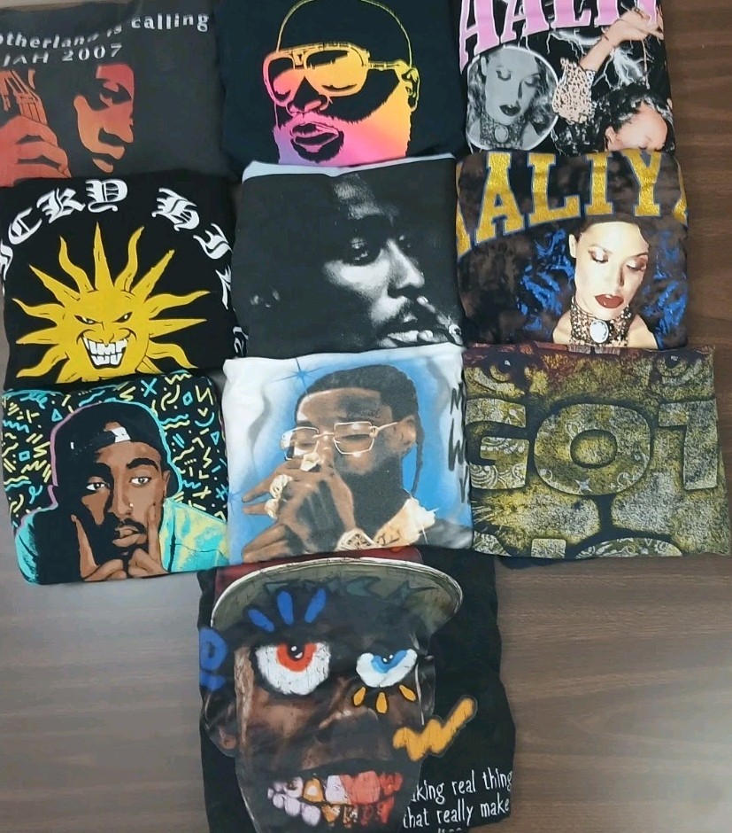 Lot of Hip Hop Rap Rapper Graphic T-Shirt Bundle Music Various Sizes Resell Lot