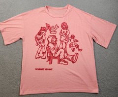 Shein Shirt Mens XL Pink Graphic Tee We Vaguely Feel Many Cartoon Art Polyester