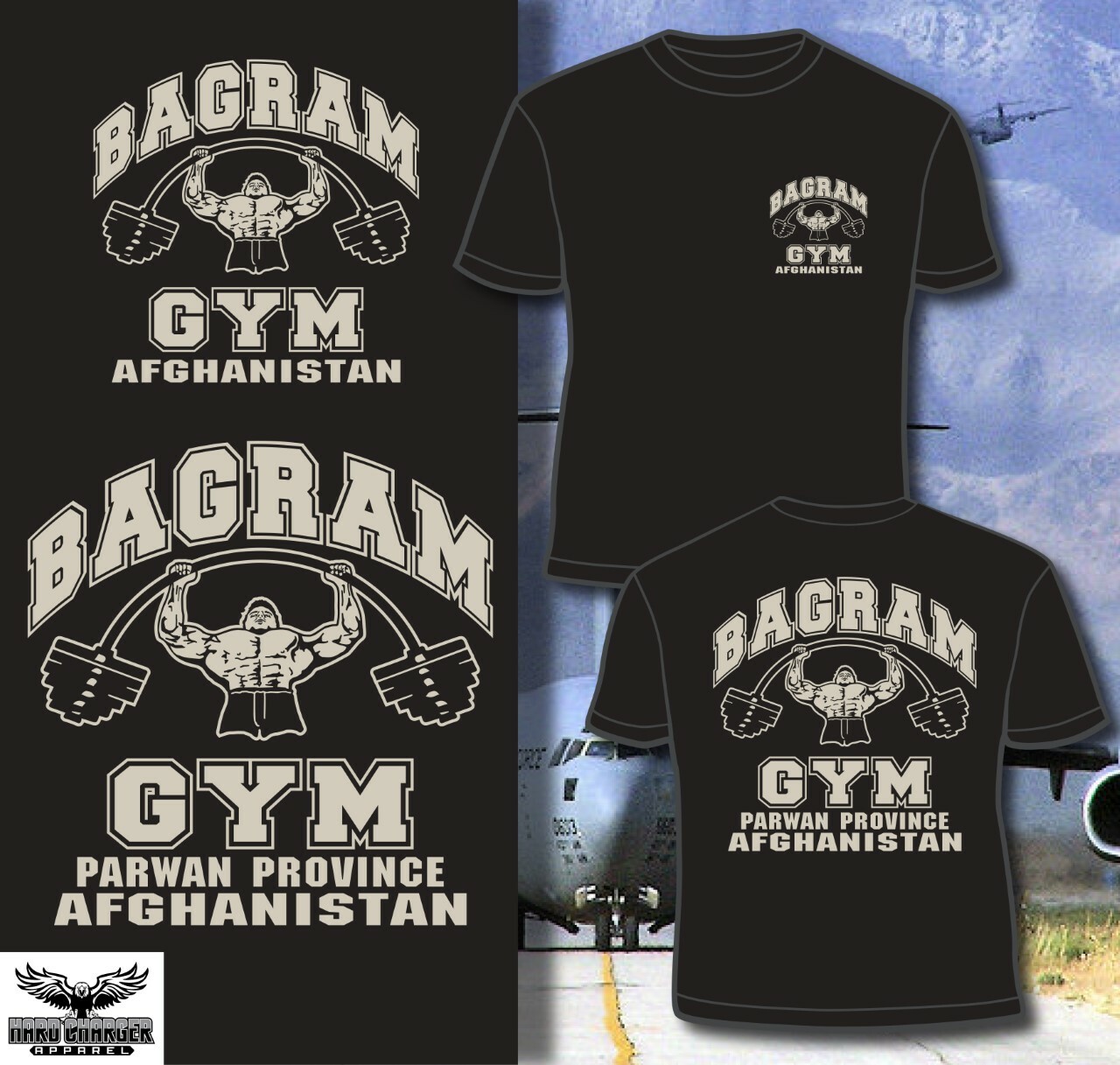 Bagram Gym Parwan Province Army, Navy, MC, Air Force Afghanistan T-shirt gallery