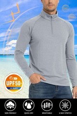UPF50+ Men’s 1/4 Zip Sun Shirts Performance Skin Protection Fishing Shirts Tops