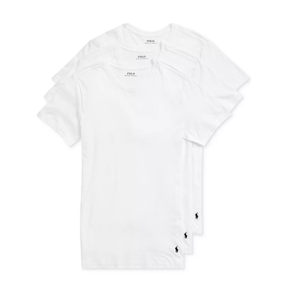 Polo Ralph Lauren Men's White Slim Fit Crew-Neck 3 Pack T-Shirts gallery
