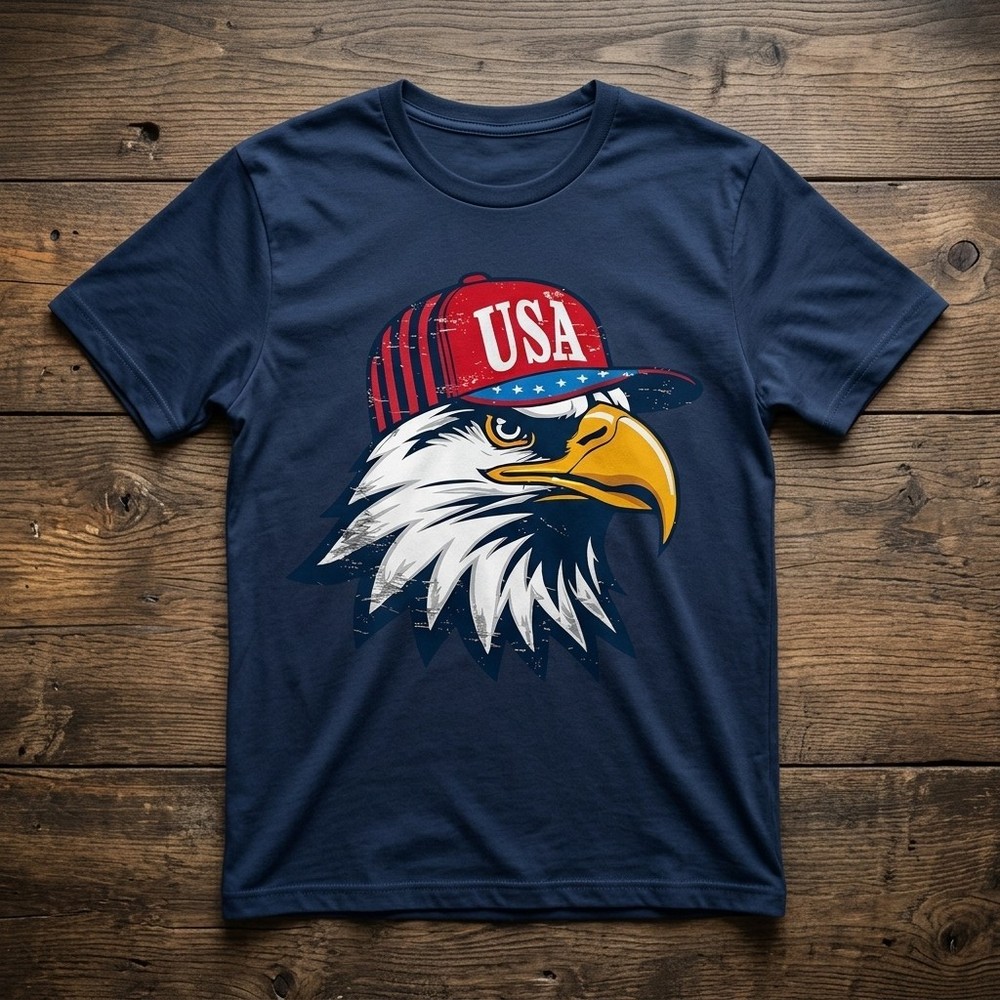 American Flag Bald Eagle Patriotic USA Hat 4th of July Unisex T-Shirt