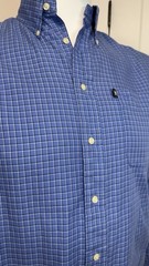 Tommy Hilfiger Men’s Large Blue Plaid Button Down Shirt 100% Cotton Long Sleeve