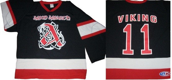 Amon Amarth Viking 11 – X-LARGE Band Logo Hockey Jersey – Canada Red White Black