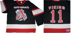 Amon Amarth Viking 11 – X-LARGE Band Logo Hockey Jersey – Canada Red White Black