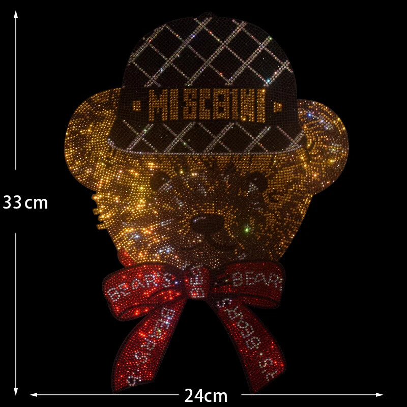New Men Fashion Diamond Rhinestones Bear Luxury Black T-Shirt High Quality gallery