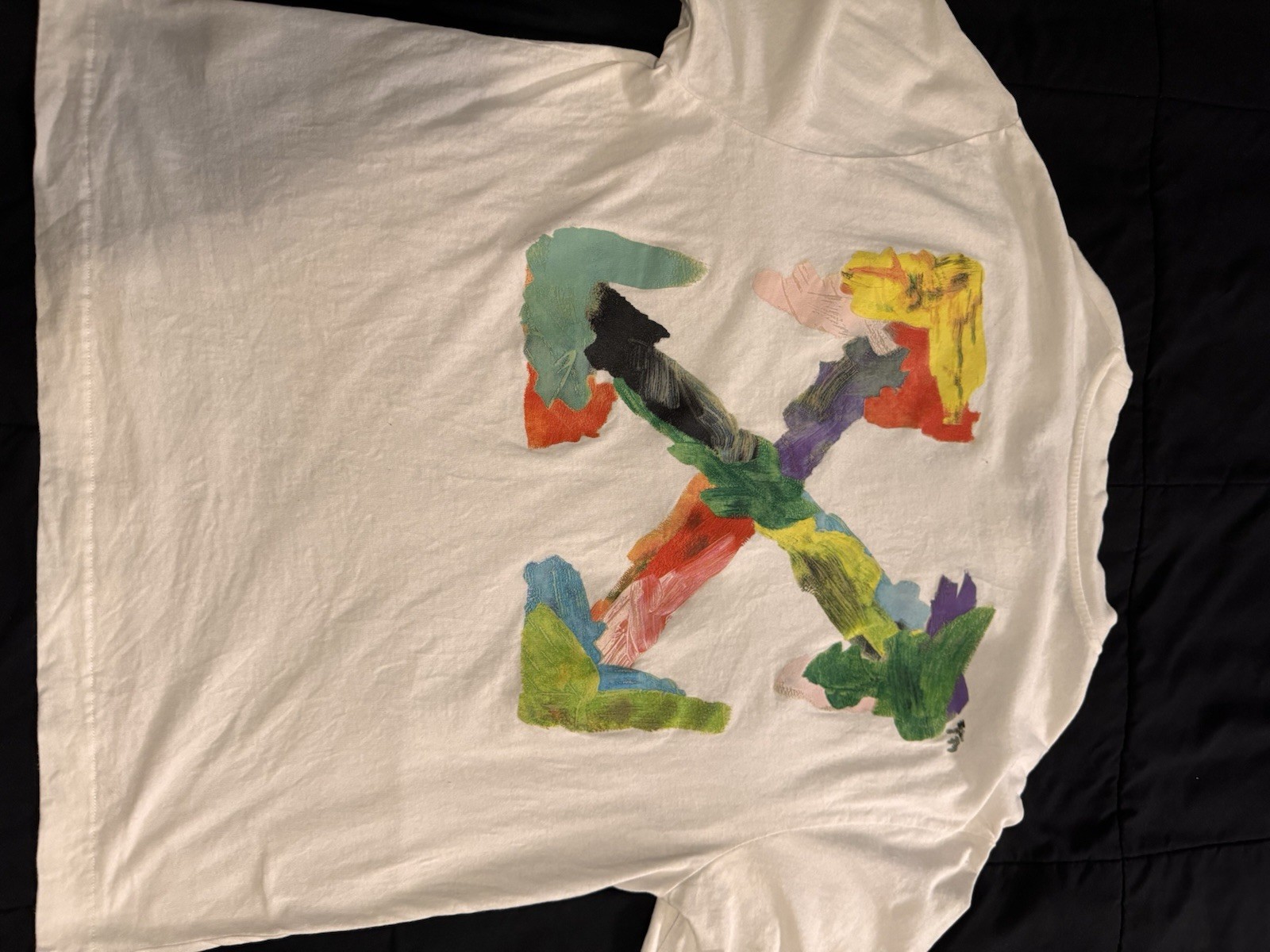Off-White Men's White Graphic Print Crew Neck Short Sleeve Logo Tee L gallery