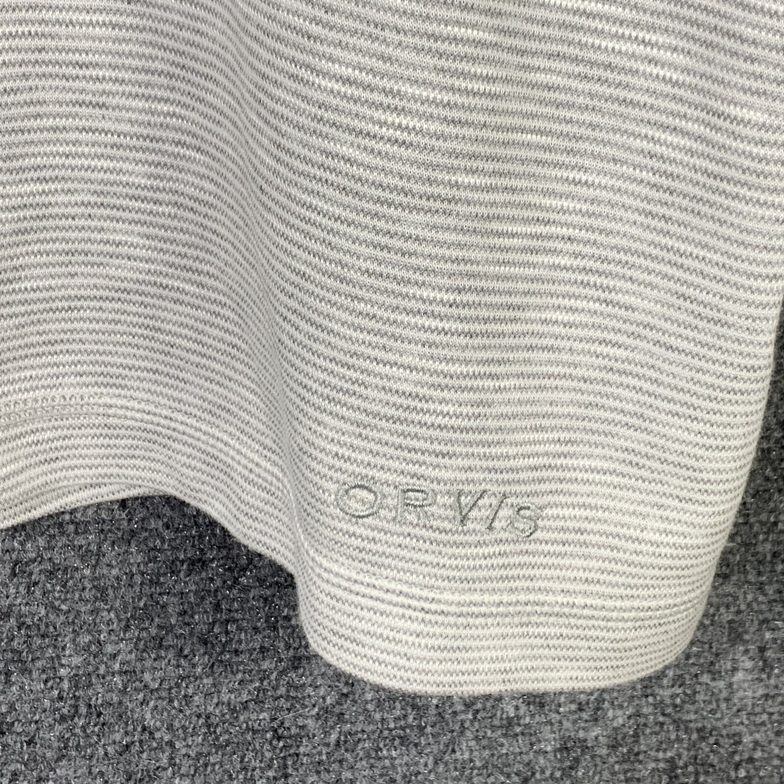 Orvis Long Sleeve T-Shirt Men XL Gray White Stripe Soft Rayon Polyester Blend gallery