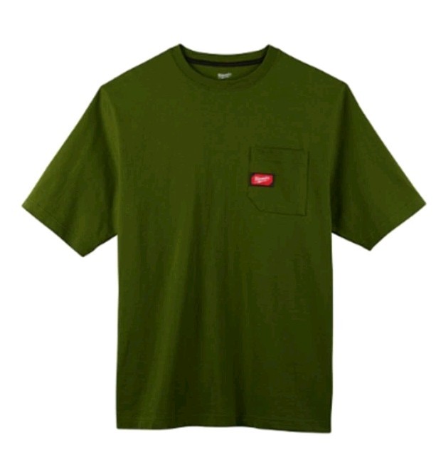 Milwaukee 601OG-S Heavy Duty Pocket T-Shirt 601, Short Sleeve, Army Green