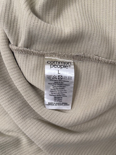 Common People Men Olive Textured T-Shirt Fine Striped Texture Size L New gallery