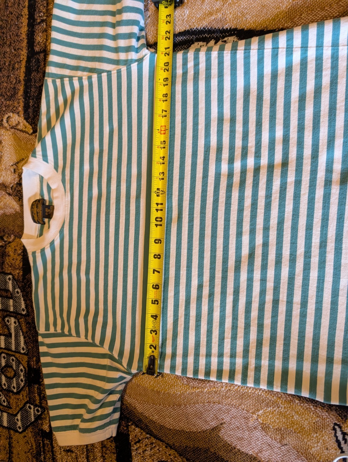 Eddie Bauer T Shirt Large Green VTG 90s Striped Crew Neck Short Sleeve gallery