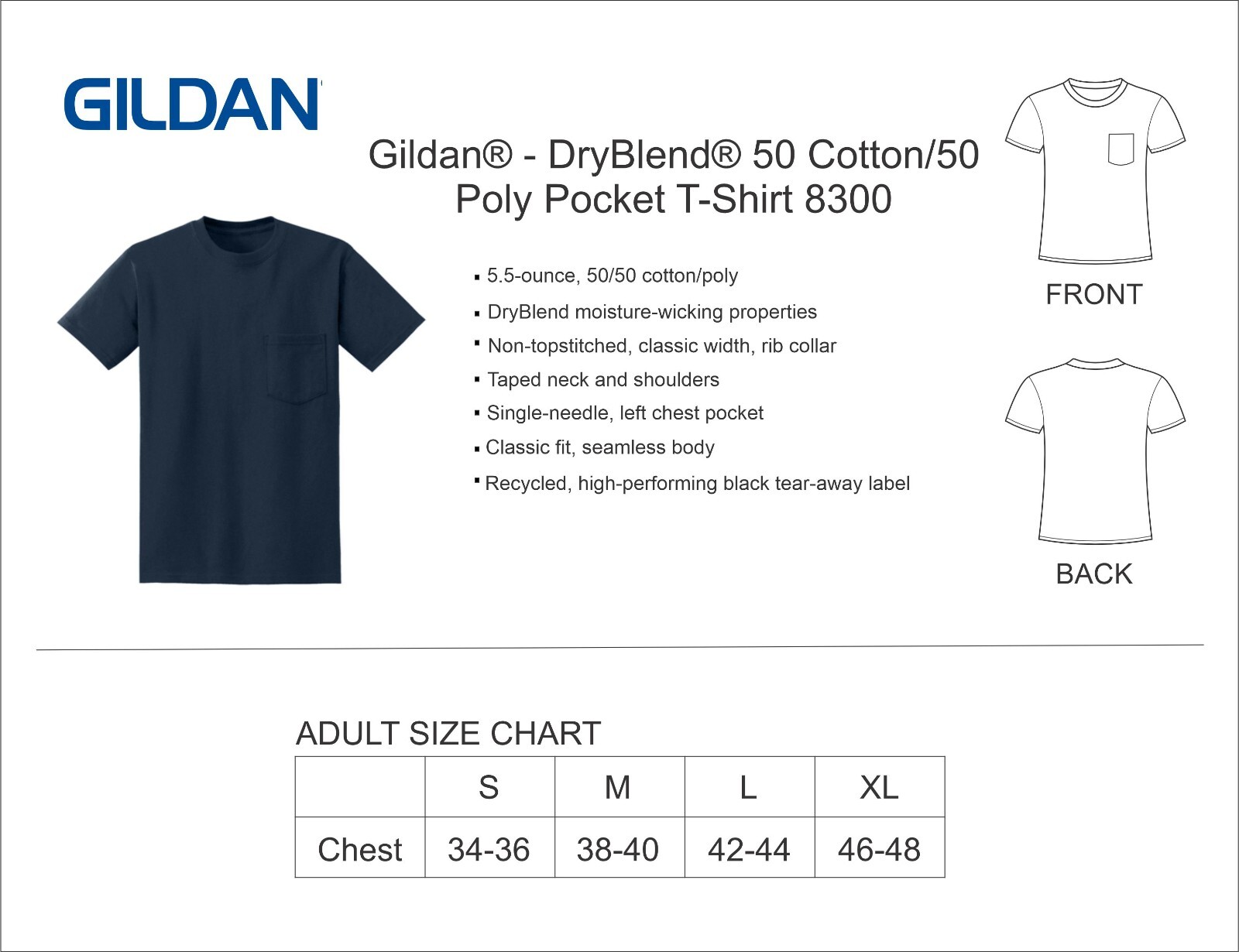 Gildan® - DryBlend® 50 Cotton/50 Poly Pocket T-Shirt 8300 gallery