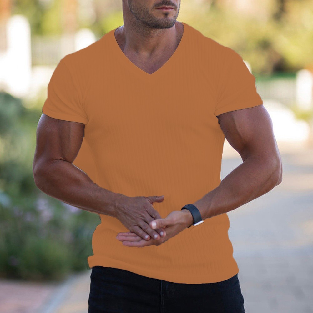 For Gym Training Men V Neck T Shirt Casual Wear Style Polyester Fiber Fabric gallery