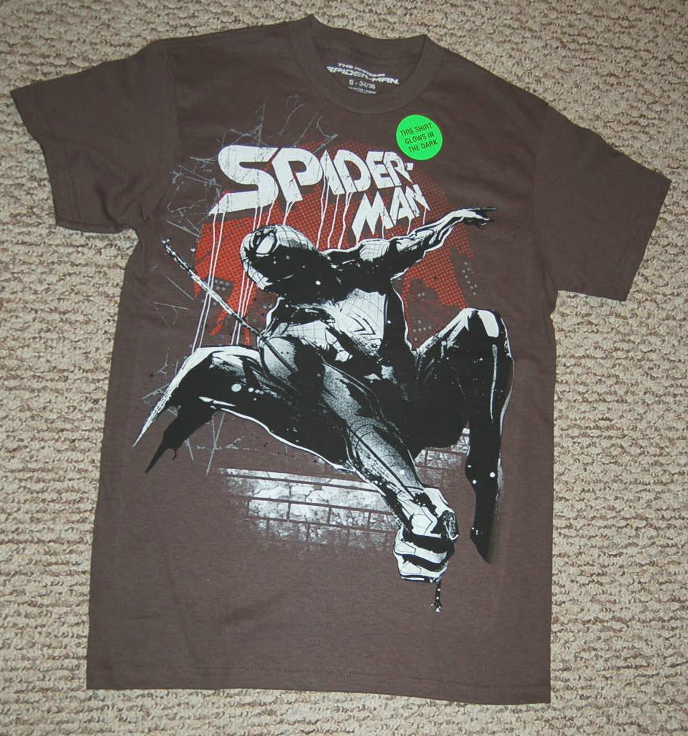 MENS Tee Shirt SPIDERMAN Glow in Dark S 34-36 GRAY gallery