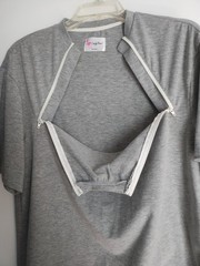 Comfy Chemo Men’s M Chemotherapy Port Access Zipper Short Sleeve Shirt Grey