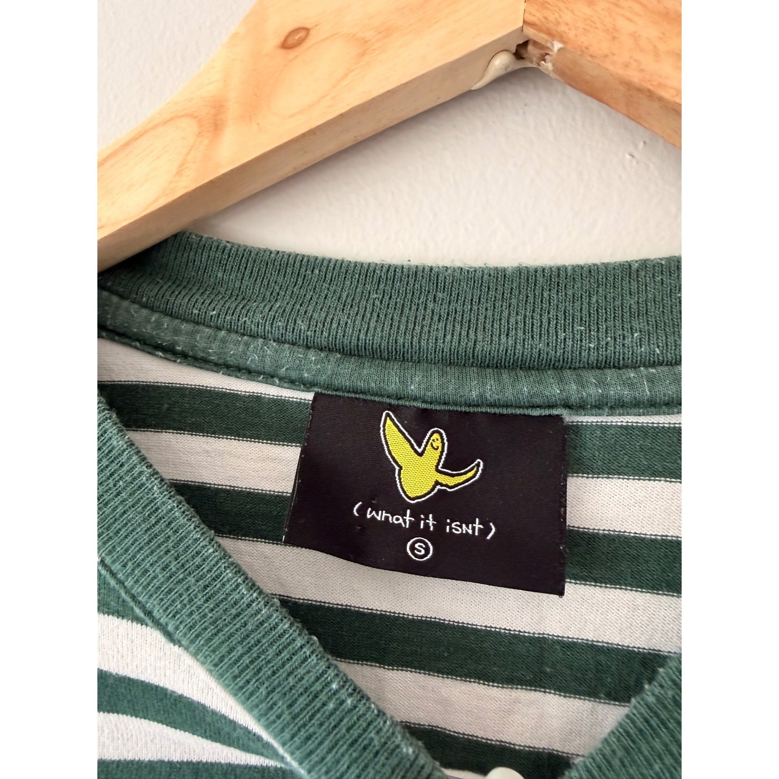 What it Isnt Mark Gonzales Striped Long Sleeve T-Shirt Green White Angel Logo S gallery