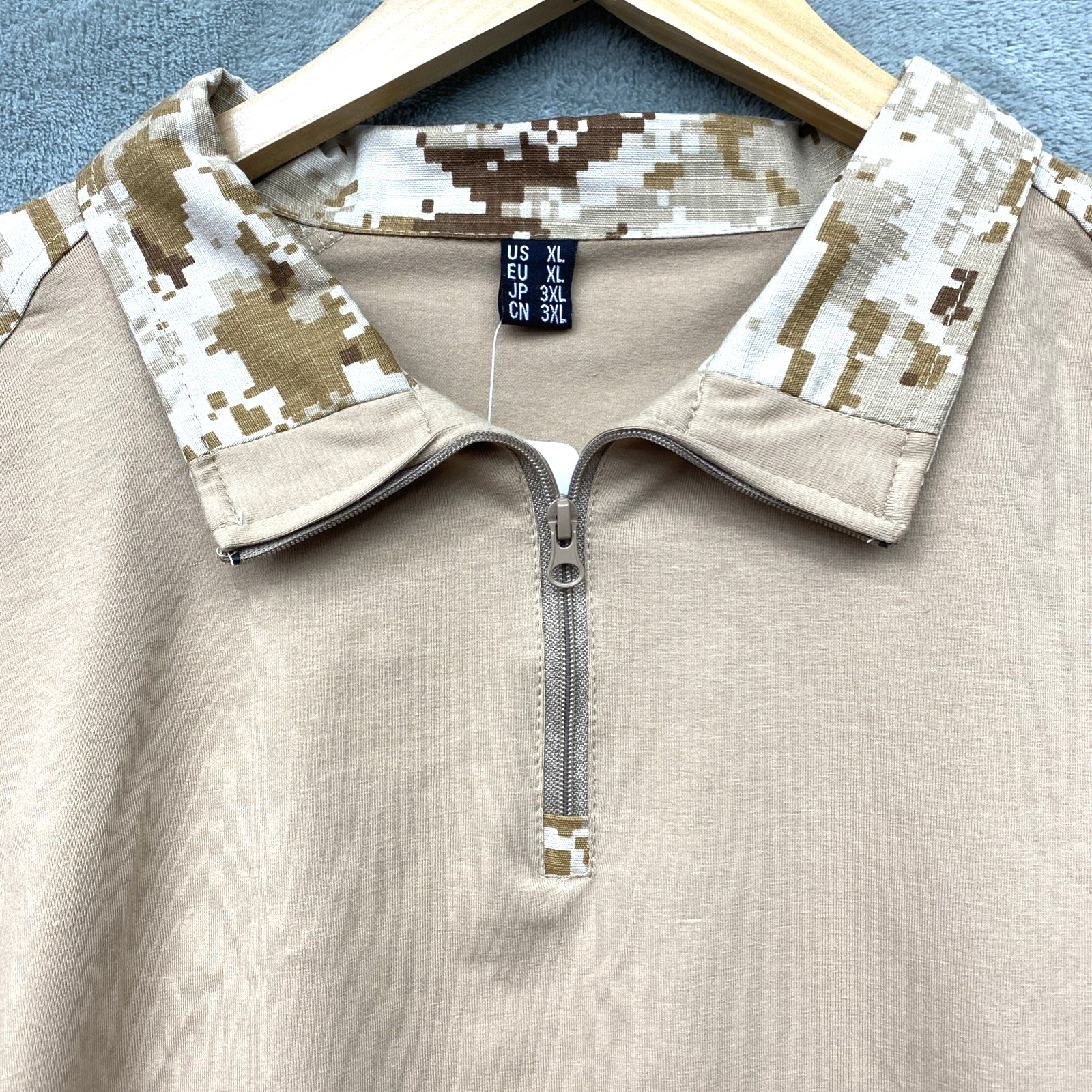 MAGCOMSEN Men's XL Tactical Military Shirt 1/4 Zip, L/S Shirt, Pockets - Tan gallery