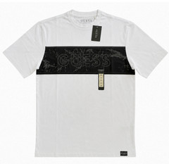 Guess Mens White Mesh Panel Logo Tee Short Sleeve Sizes XS- XL NWT