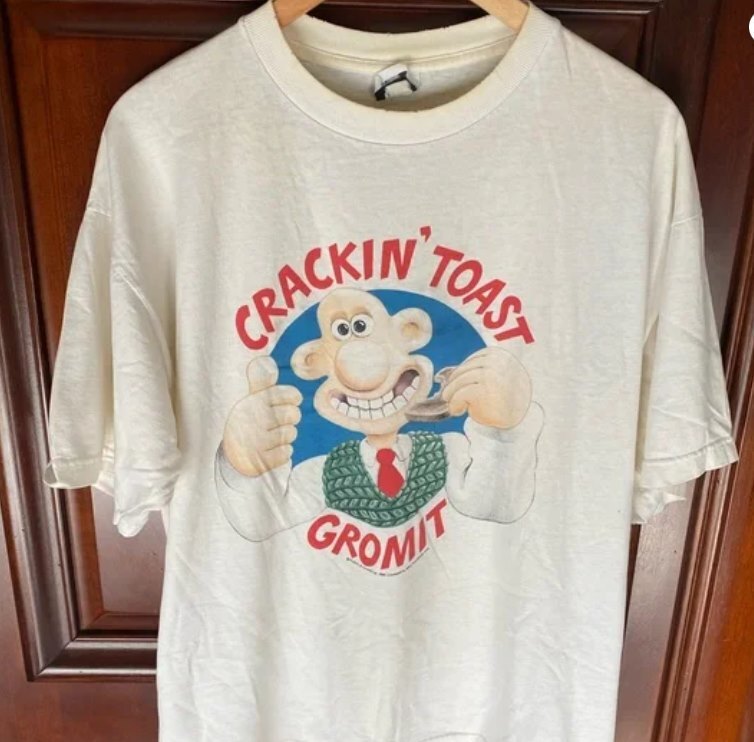 Vintage 1989 Wallace And Gromit “Crackin’ Toast” Cartoon Film Movie Promo tee