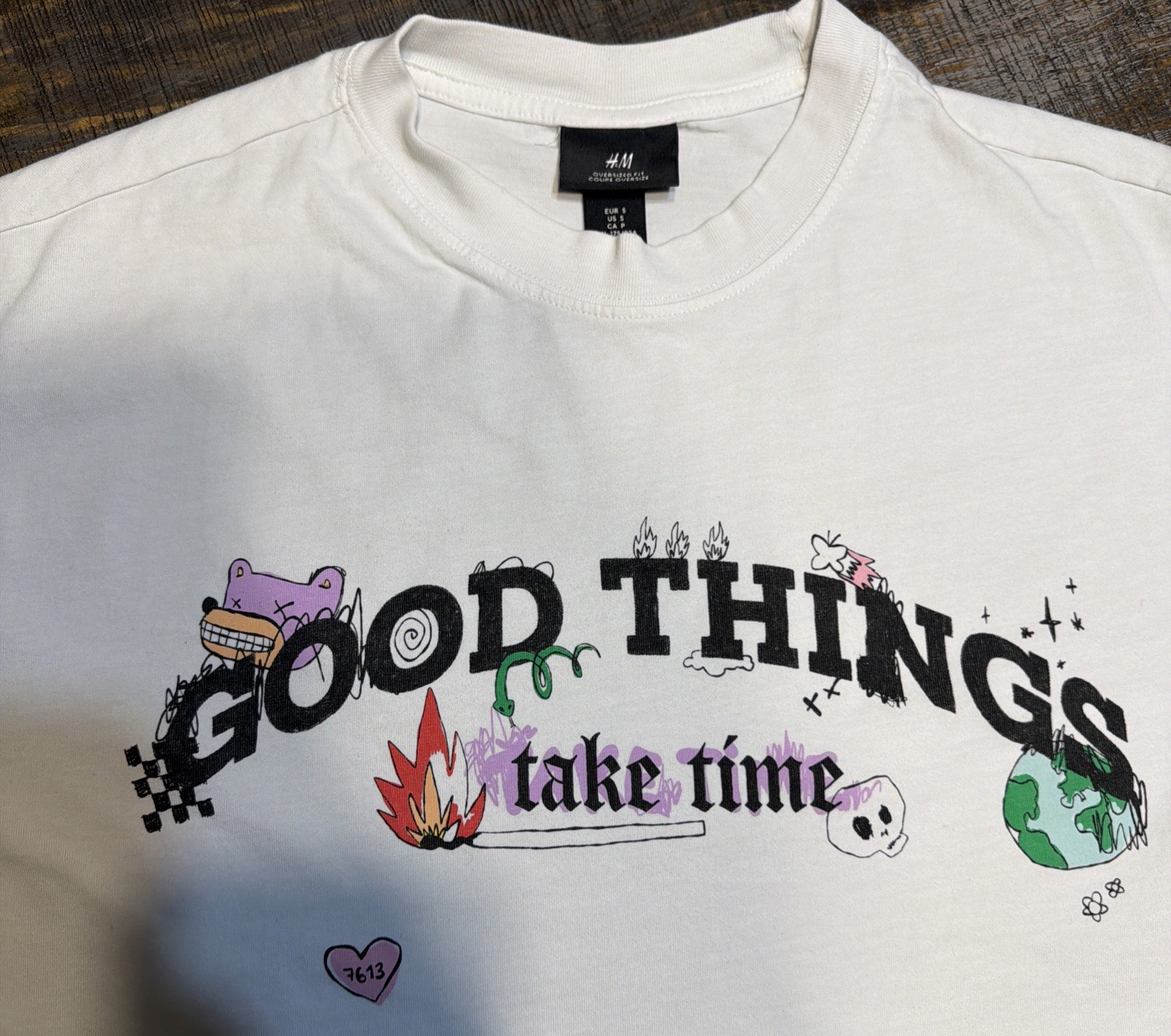 H&M Oversized Fit Men Small Good Things Take Time gallery