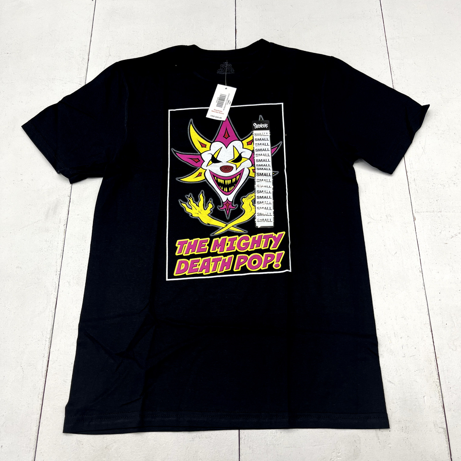 Pop Threads Black "The Mighty Death" Graphic Tee Adult Size Small Spencers gallery