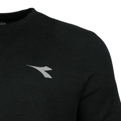 diadora Tech Run Crew Neck Short Sleeve Athletic T-Shirt Mens Black Casual Tops