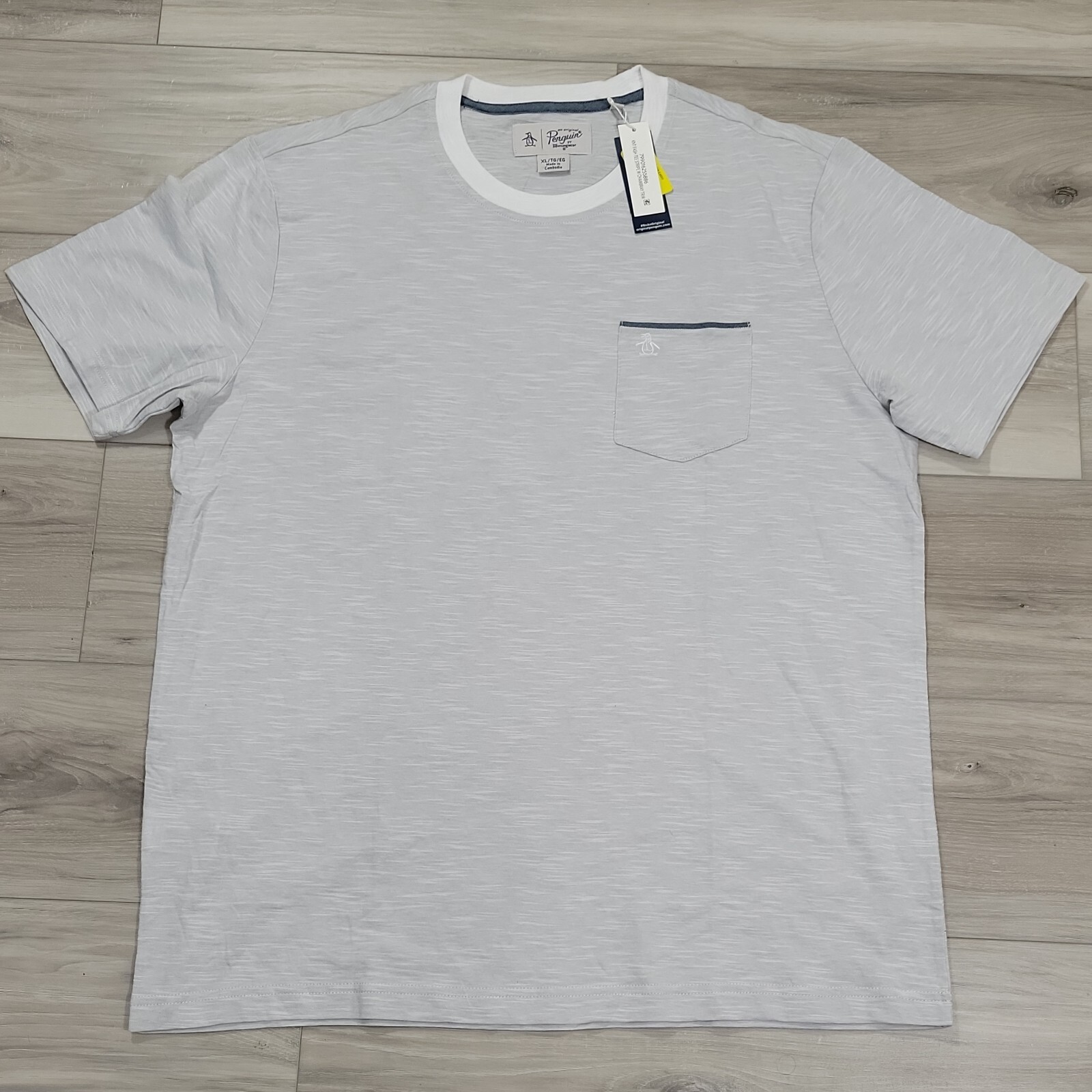 Penguin Knit Tee Mens XL Light Gray Stripe Chambray New gallery