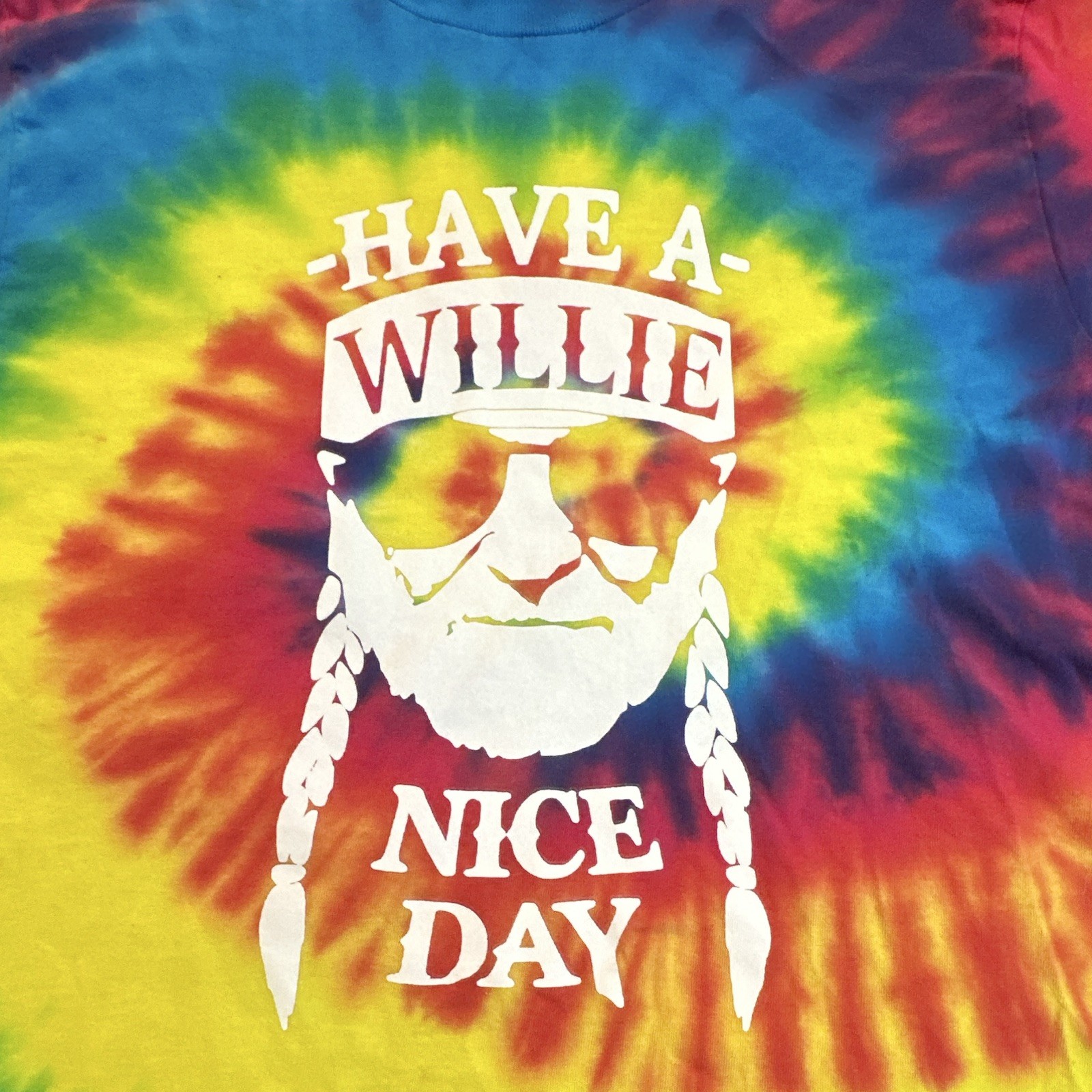 Colortone Tie-Dye Willie Nelson “Have A Willie Nice Day” Cotton T-Shirt M