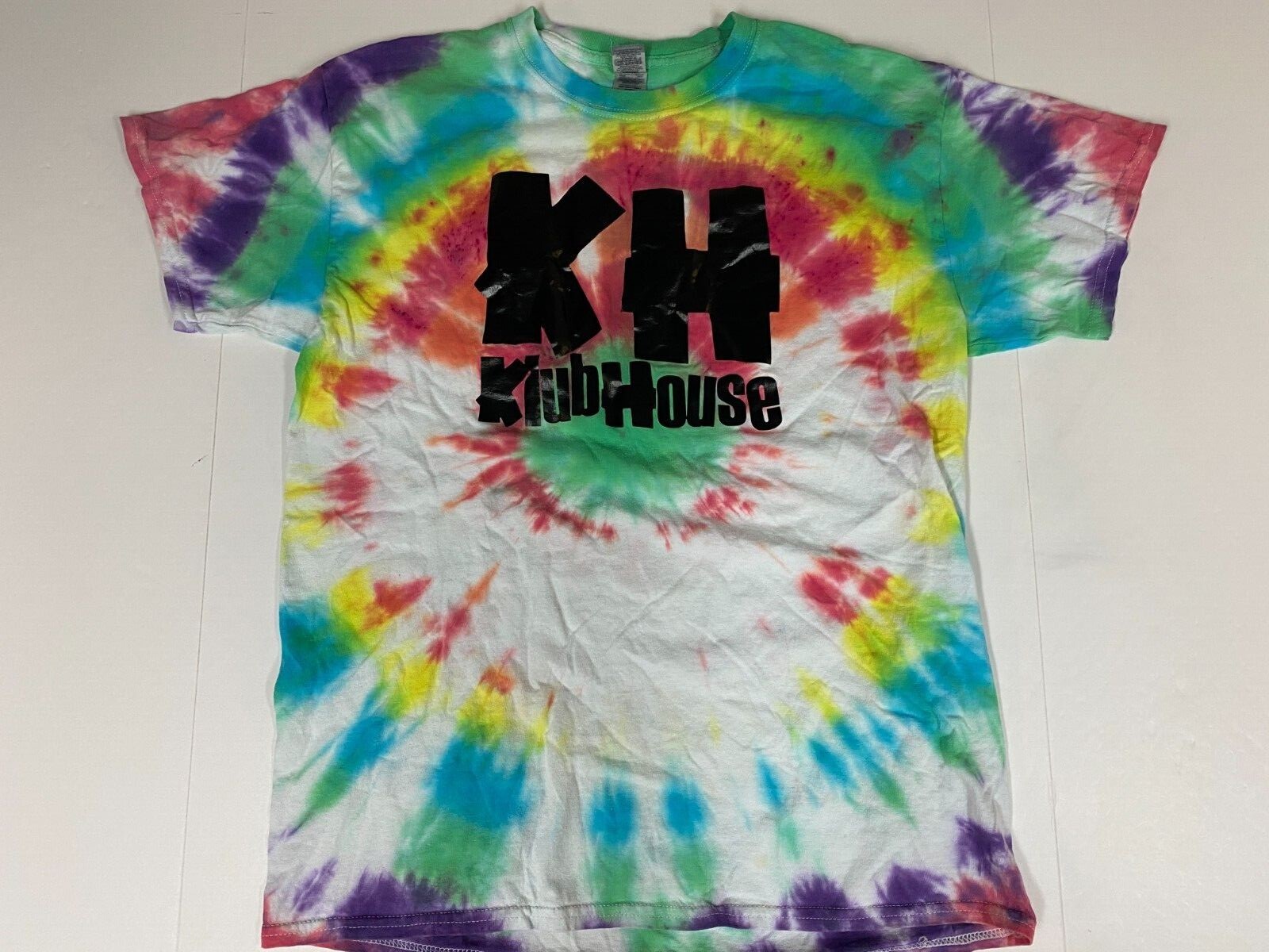 Tie Dye Mens shirt Large CLub House graphic summer classic
