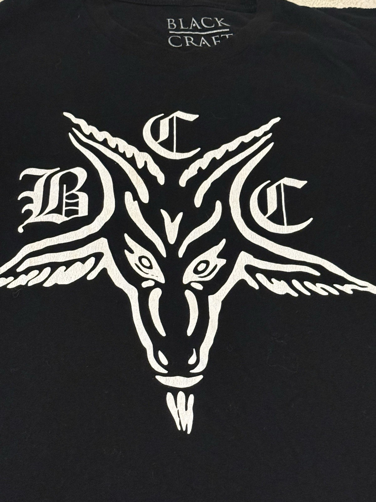 BLACKCRAFT CULT BCC Baphomet Short Sleeve Cotton Mens T-Shirt XL Black White gallery