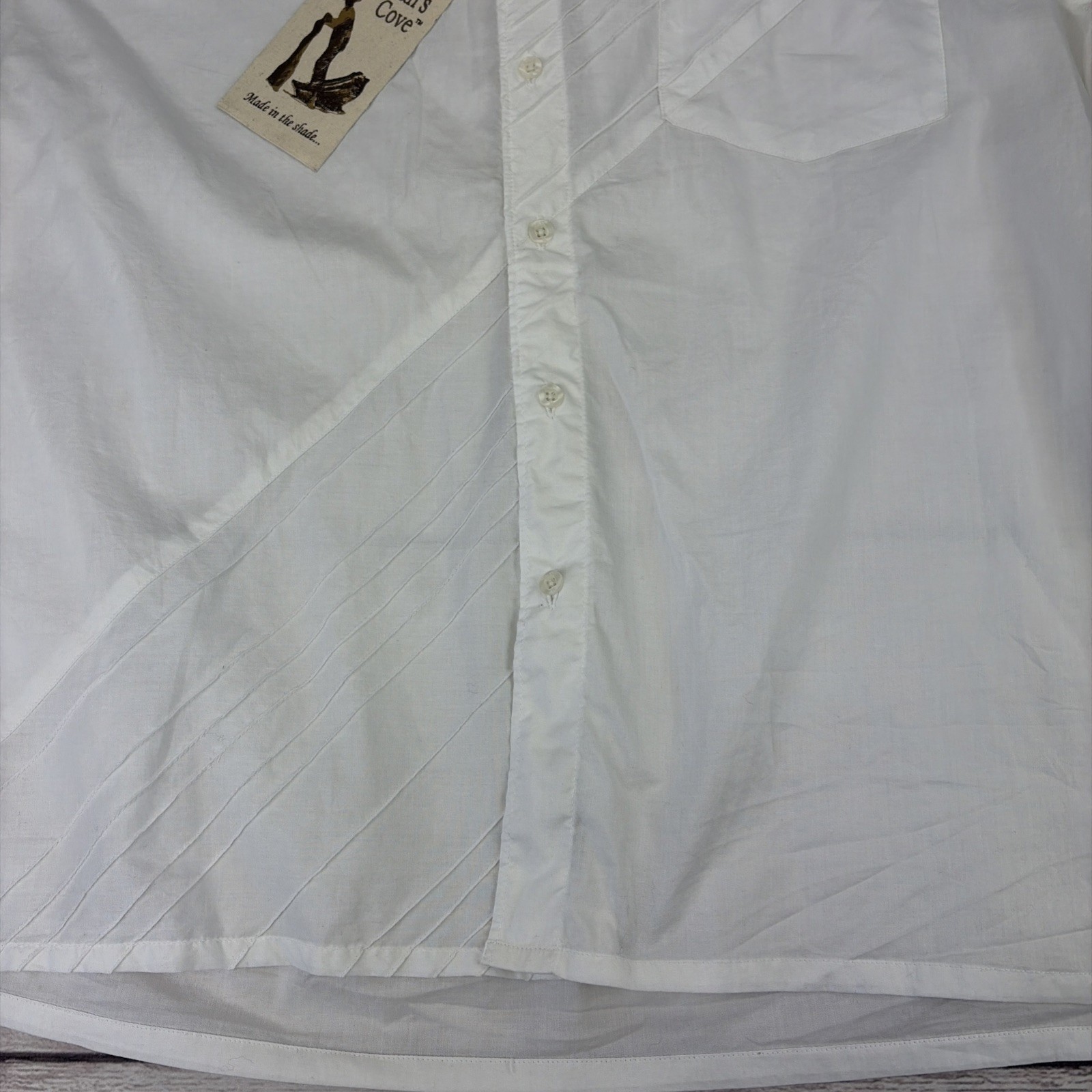 NWT Fisherman's Cove Men's Large Short Sleeve Cotton White Button Up Free Ship gallery