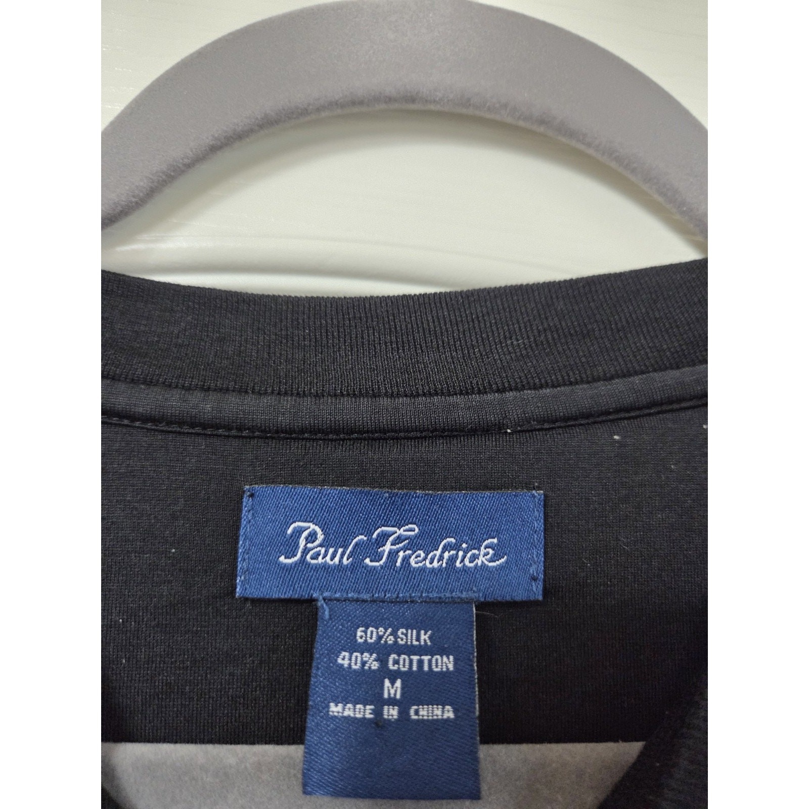 Paul Fredrick Black Short Sleeve Silk Cotton Blend Quality T-Shirt, Men's Medium gallery