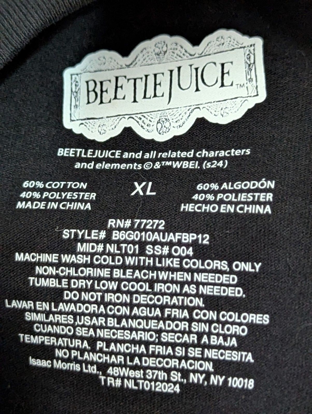 NWT Beetlejuice Ghost With The Most T-shirt Unisex XL Black 80s Movie Retro gallery
