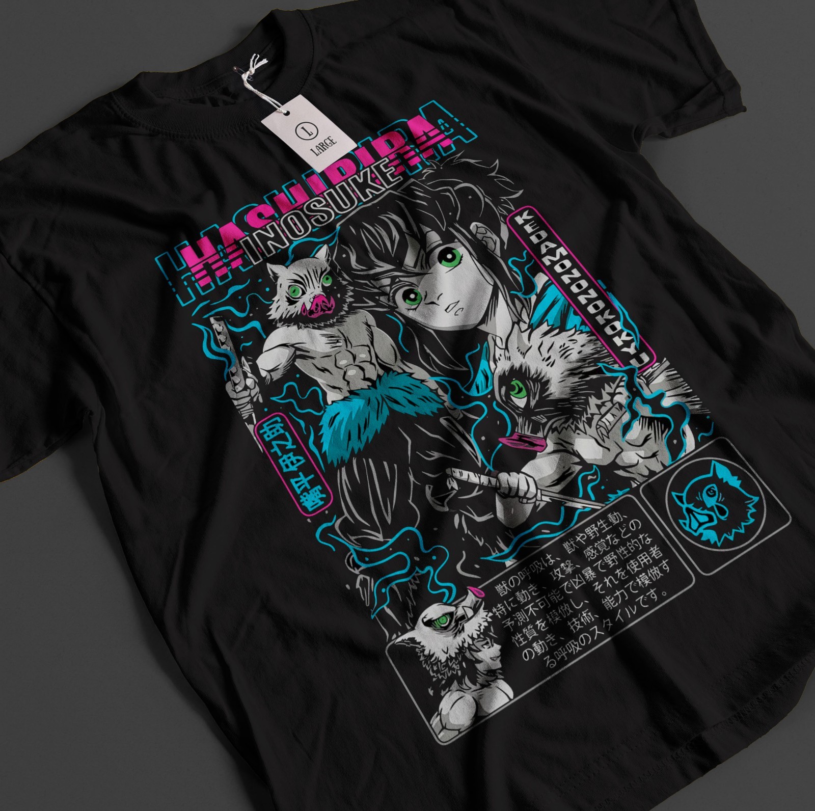 Demon Slayer Shirt Inosuke T-Shirt Tanjiro KNY Kokushibo Anime Muzan Doma Tee