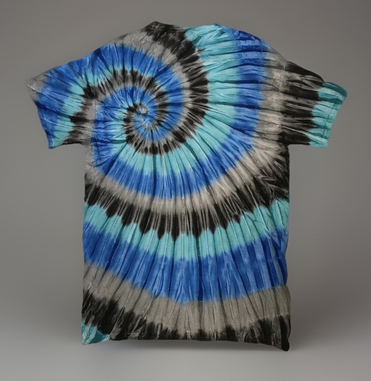 *New* 2XL - Sm Handmade Tie Dye, Carbon Blue Offset Spiral, Crew or V-Neck gallery