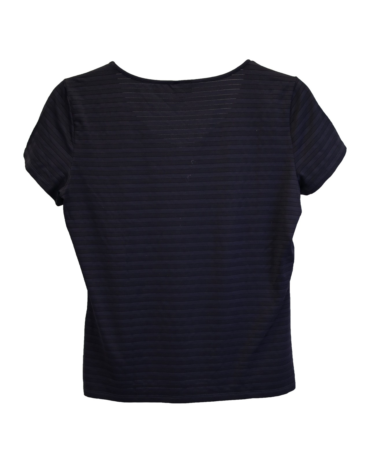 Armani Collezioni Striped V-Neck T-Shirt In Polyamide Women Black Size 10 gallery