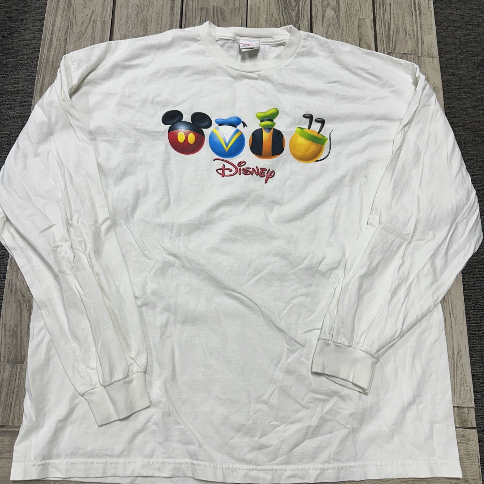 Vintage 90s Disney Direct Mickey Goofy Donald Pluto Ball Long Sleeve Size 2xl