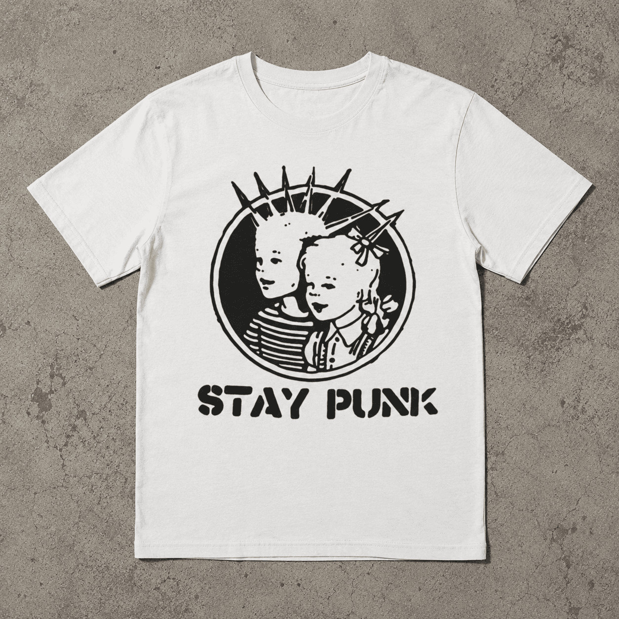 Stay Punk Graphic T-Shirt Vintage Punk Rock Back Print Streetwear Tee gallery