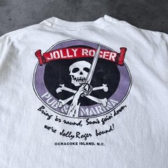 Vintage 90s Jolly Roger Pub Ocracoke Beach NC T-shirt Pirate Pocket Tee XL