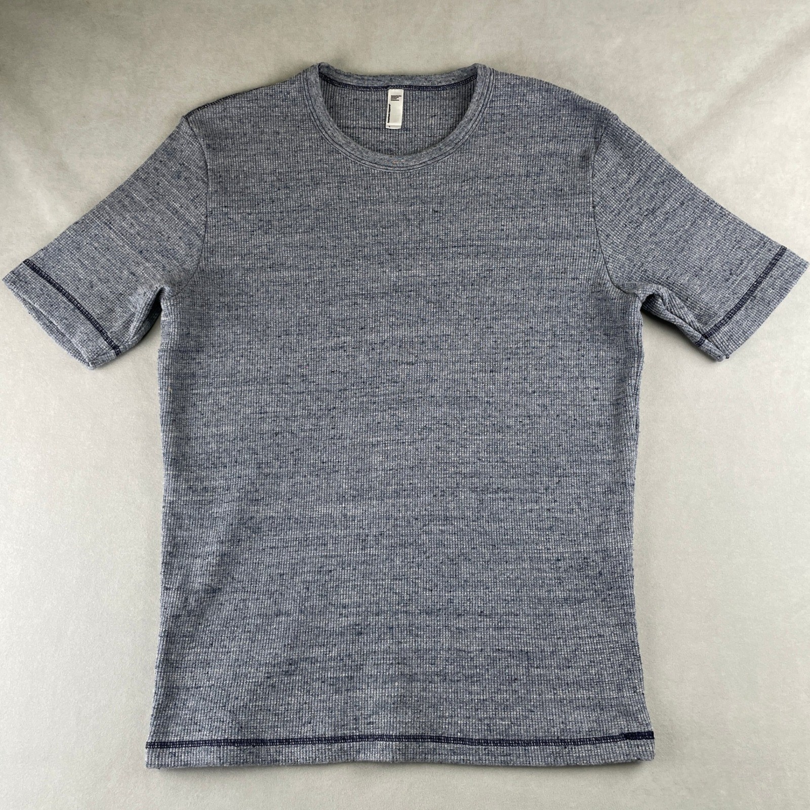 American Apparel Mens Short Sleeve Thermal TShirt L Heather Grey USA Made READ gallery