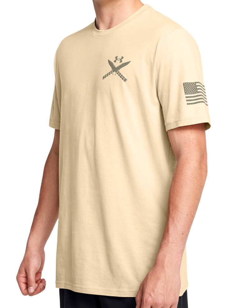 Under Armour 1389463 UA Men's Freedom TAC Logo Knife Cotton Desert Sand T-Shirt gallery
