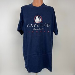 Vintage 90s Cape Cod Massachusetts T Shirt Mens Size XL Blue Tall Ships
